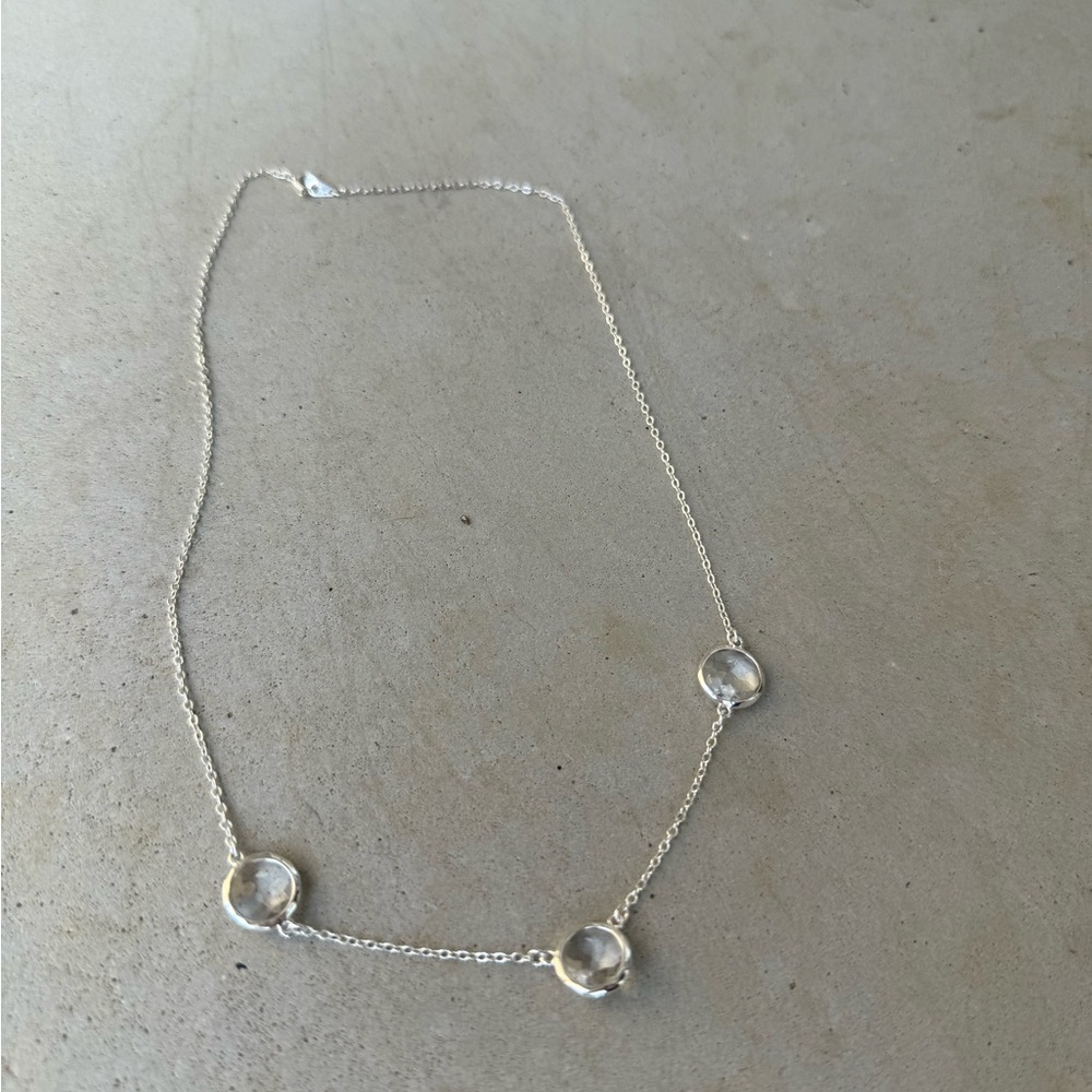 Charming Charlie Silver Necklace with Clear Accents